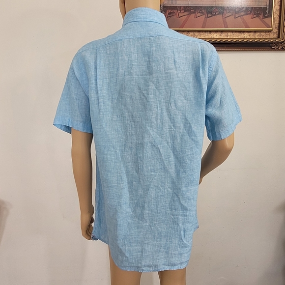 Cremieux 38 Linen Shirt Men’s Large Short Sleeve B - Picture 4 of 8
